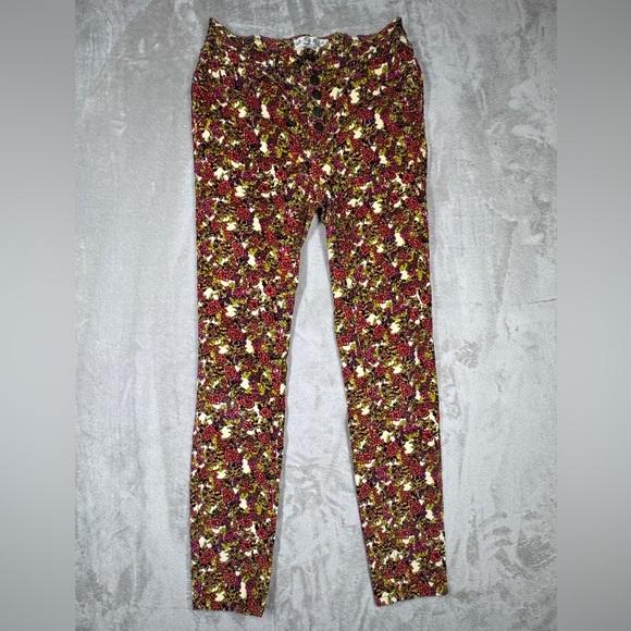 Free People Sun Chaser Floral Cream High Rise Button Fly Corduroy Retro Pants 25 - Picture 4 of 16